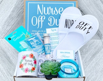 Nurse Appreciation Gift - Nurse Off Duty - Nurse Gift Box- Nurse Gift Set with Spa Items, mug, slippers and a special Poem Card