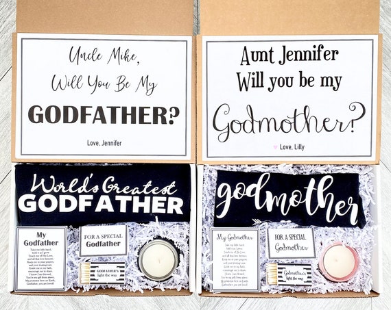 Godparents Boxes - Set of 2 Boxes - Personalized Godparents Gift - Will you be My Godmother and Godfather Box