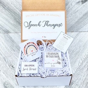 Speech Therapist Gift Box - Personalized Speech Language Pathologist Gift - Speech Teacher Gift Set with Teacher Mug, Bracelet and Cards