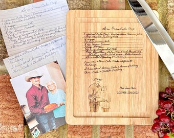 Recipe Engraved Custom Cutting Board - Add a Photo, Recipe, Handwritten Note to your Board- Personalized Cutting Board