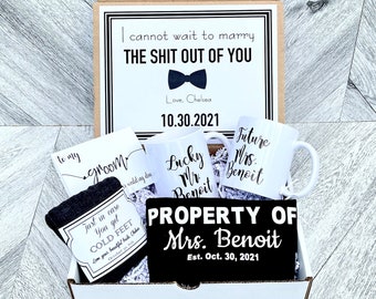 Groom Gift Box - Personalized Groom Box - In Case you Get Cold Feet - Bride AND Groom Mug Set- property Of Boxer Briefs