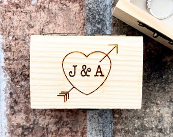 Engraved Wooden Ring Box - Ring Bearer Box - Wedding keepsake - Wooden Ring Box with initials