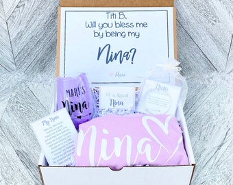 Nina Gift - Nina Proposal Box - Nina Tank and Wine Glass Gift Box - Personalized Nina Gift - Will you be My Nina Box