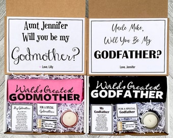 Godparents Boxes - Set of 2 Boxes - Personalized Godparents Gift - Will you be My Godmother and Godfather Box