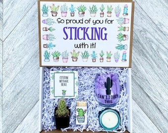 Cactus Gift Box - Sticking with It - Wine Glass or Flask - Candle and matches