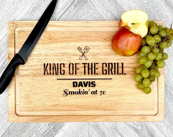 Wood Engraved Custom Cutting Board - King of the Grill - Grill Master gift- Personalized Cutting Board