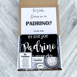 Personalized Padrino Proposal Gift Box: T-Shirt & Candle