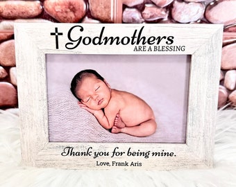 Godmother Engraved Frame - Laser Engraved  Personalized Godmother Wooden Frame - Godmother Blessings - Thank you for being my Godmother