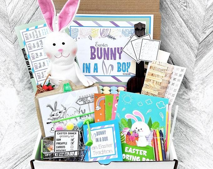 Featured listing image: Bunny In a Box - An Easter Tradition - Fun Easter Bunny Box - Easter Bunny Activities - Easter Gift Set