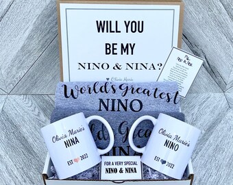 Nino and Nina Gift Box - Personalized Shirts and Mugs - Will you be My Nino and Nina Box