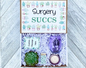 Succulent Gift Box - Surgery Succs - Succulent Gift Package - Wine Glass or Flask - Candle and matches