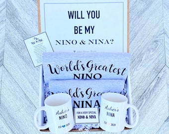 Nino and Nina Gift Box - Personalized Shirts and Mugs - Will you be My Nino and Nina Box