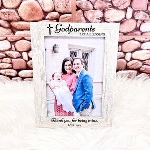 Godparents Engraved Frame - Laser Engraved  Personalized Godparents Wooden Frame - Godparent Blessings - Thank you for being my Godparents