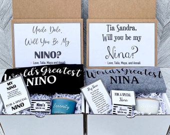 Nina and Nino Boxes - Set of 2 Boxes - Personalized Nino and Nina Gift - Will you be My Nina Nino - Light the Way