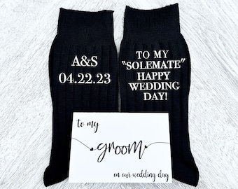 Sole Mates - Groom Socks for Wedding Day - Customizable Socks for the Wedding Day - Groom Gift from Bride - Funny Groom Gift