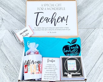 Teacher gift Box - Personalized Teacher Gift - Teacher Gift Set with Shirt, Teacher Mug, Candy, and Bracelet