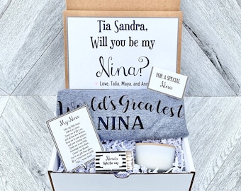 Nina Gift - Nina Proposal Box - Nina Shirt and Candle Gift Box - Personalized Nina Gift - Will you be My Nina Box