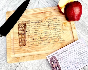 Wood Engraved Custom Cutting Board - Add a Photo, Recipe, Handwritten Note to your Board- Personalized Cutting Board