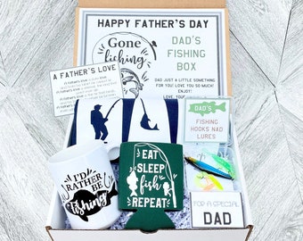 Father’s Day Fishing Gift Box Set - Shirt, Mug, Fishing Gear, Drink coolie and Cards - As Shown - Pre Packaged Father’s Day Gift