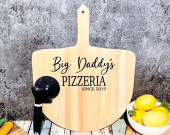 Wood Engraved Custom Pizza Tray - Anniversary or Wedding Gift - Personalized Pizza Tray with Name and Date - Pizza Cutter Included