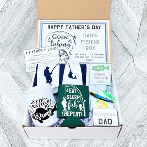 Father’s Day Fishing Gift Box Set - Shirt, Mug, Fishing Gear, Drink coolie and Cards - As Shown - Pre Packaged Father’s Day Gift
