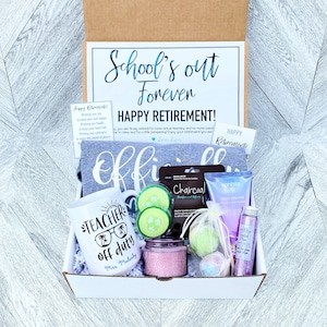 Retired Teacher Gift Spa Set with Shirt and Mug - School’s Out Forever - Retirement Gift - Teacher Off Duty