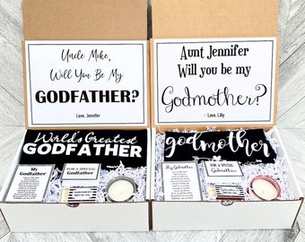 Godparents Boxes - Set of 2 Boxes - Personalized Godparents Gift - Will you be My Godmother and Godfather Box