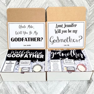 Godparents Boxes - Set of 2 Boxes - Personalized Godparents Gift - Will you be My Godmother and Godfather Box