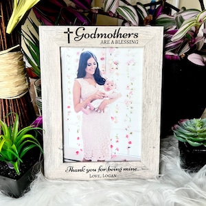 Godmother Engraved Frame - Laser Engraved  Personalized Godmother Wooden Frame - Godmother Blessings - Thank you for being my Godmother