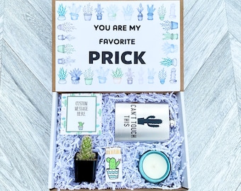 Cactus Gift Box - Favorite Prick - Don’t be a Prick - Wine Glass or Flask - Candle and matches