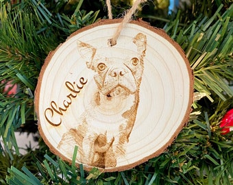 Personalized Pet Ornament - Wood Engraved - Picture Dog Cat Ornament