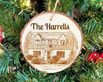 Photo Ornaments - New Home - Personalized Wood Engraved Home Ornament - Laser Engraved Photo Ornament