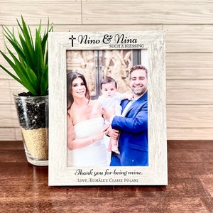 Nino and Nina Engraved Frame - Laser Engraved  Personalized Nino and Nina Wooden Frame - Nino and Nina Blessings