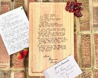 Recipe Engraved Custom Cutting Board - Add a Photo, Recipe, Handwritten Note to your Board- Personalized Cutting Board