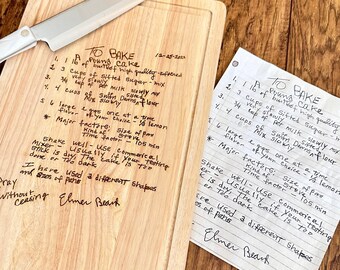 Wood Engraved Custom Cutting Board - Add a Photo, Recipe, Handwritten Note to your Board- Personalized Cutting Board