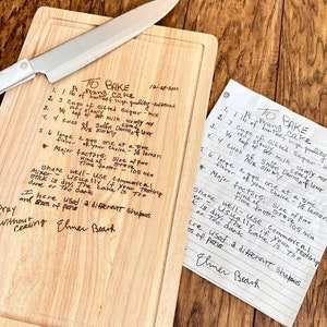 Wood Engraved Custom Cutting Board - Add a Photo, Recipe, Handwritten Note to your Board- Personalized Cutting Board