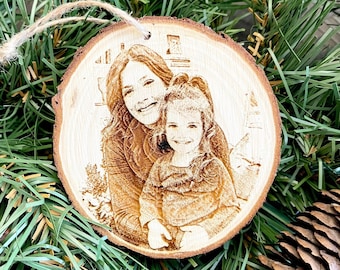 Personalized Wood Engraved Photo Ornament - Wood Etched - Laser Photo Ornament - Turn your Photo into a Keepsake