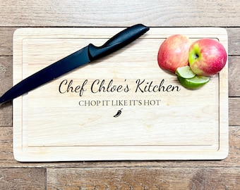 Chef Gift - Chop it like it’s Hot - Wood Engraved Custom Cutting Board - Business Owner Gift - Personalized Cutting with Name