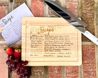 Recipe Engraved Custom Wood Cutting Board - Add a Photo, Recipe, Handwritten Note to your Board- Personalized Cutting Board