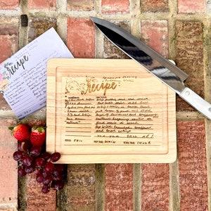Recipe Engraved Custom Wood Cutting Board - Add a Photo, Recipe, Handwritten Note to your Board- Personalized Cutting Board