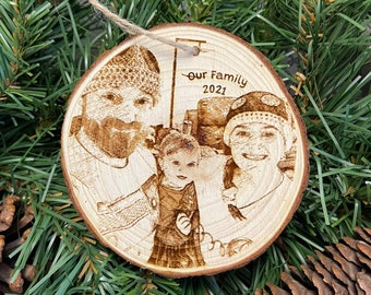 Personalized Wood Engraved Photo Ornament - Wood Etched - Laser Photo Ornament - Turn your Photo into a Keepsake