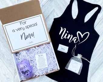 Nina Gift - For a Special Nina Gift Box - Nina Tank and Wine Glass Gift Box - Personalized Nina Gift - Will you be My Nina Box
