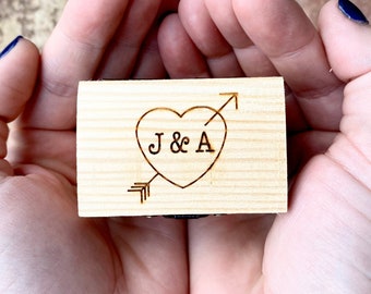 Engraved Wooden Ring Box - Ring Bearer Box - Wedding keepsake - Wooden Ring Box with initials