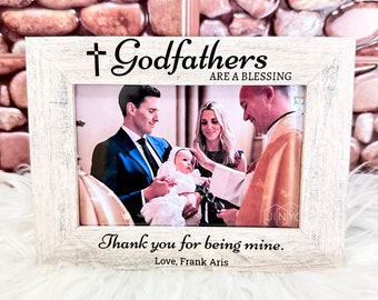 Godfather Engraved Frame - Laser Engraved  Personalized Godfather Wooden Frame - Godfather Blessings - Thank you for being my Godfather