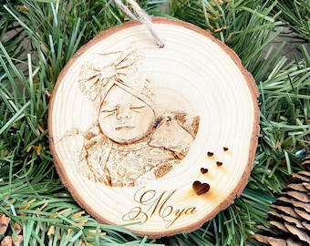 Personalized Wood Engraved Photo Ornament - Wood Etched - Laser Photo Ornament - Turn your Photo into a Keepsake