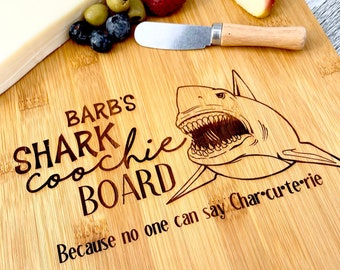 Wood Engraved Shark Coochie board- Funny Gift - Charcuterie Board - Comical Gift