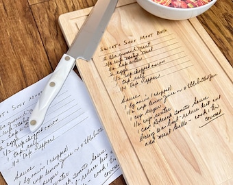 Wood Engraved Custom Cutting Board - Add a Photo, Recipe, Handwritten Note to your Board- Personalized Cutting Board