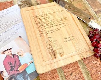 Recipe Engraved Custom Cutting Board - Add a Photo, Recipe, Handwritten Note to your Board- Personalized Cutting Board