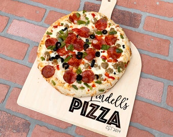 Wood Engraved Custom Pizza Tray - Anniversary or Wedding Gift - Personalized Pizza Tray with Name and Date - Pizza Cutter Included