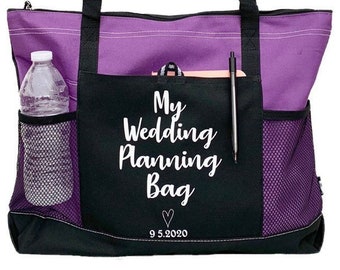 Wedding Planning Bag - Cruiser Tote - Large Personalized Tote bag with Wedding Date